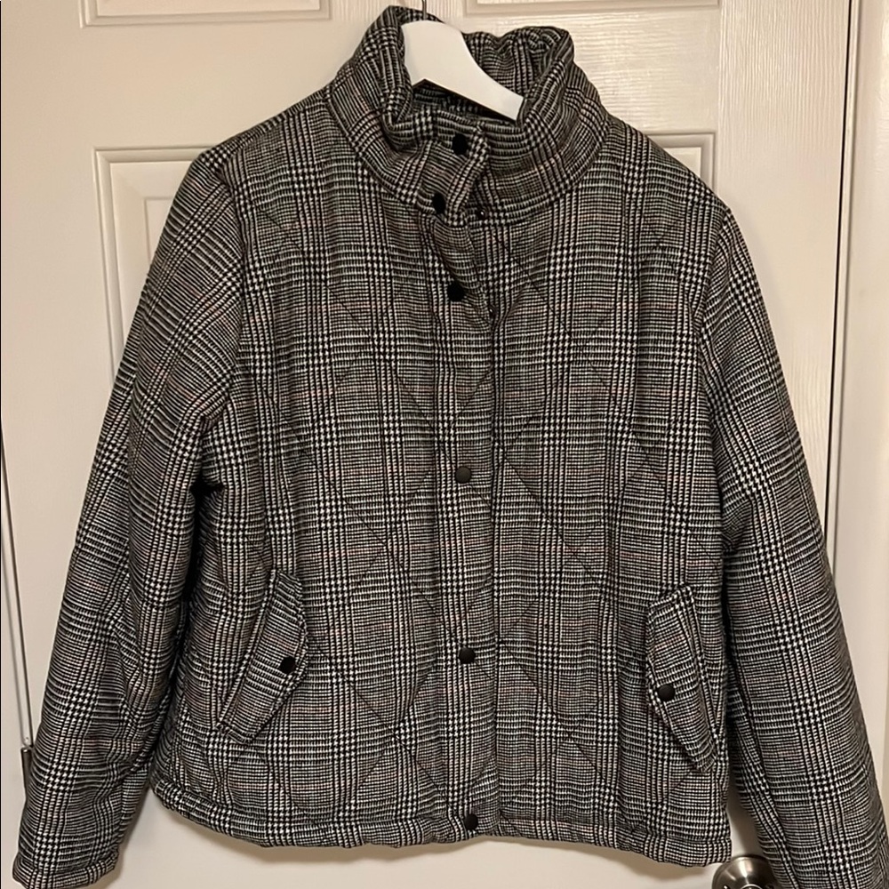 Women's Black and White Plaid Jacket